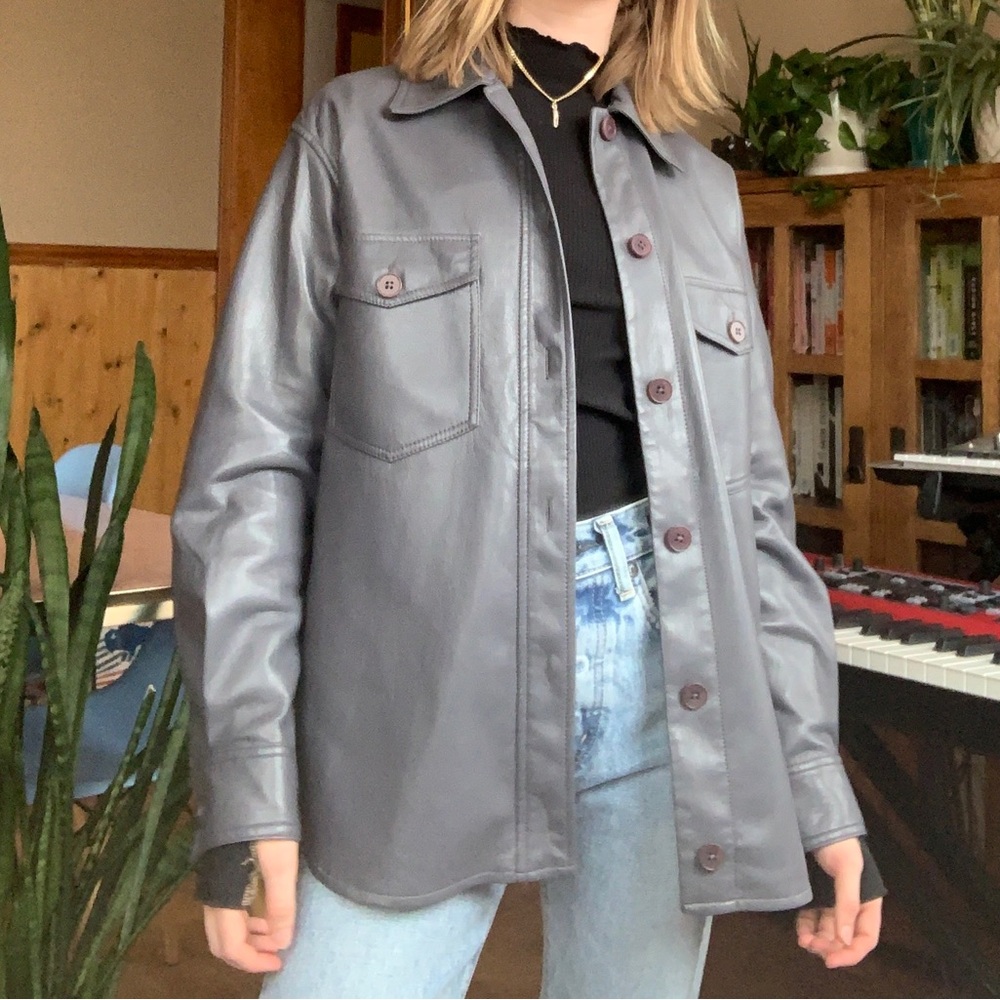 Aritzia Wilfred Ganna Vegan Leather Shirt Jacket